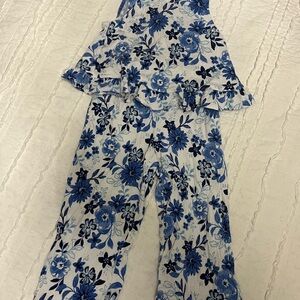 Sigrid Olsen Blue Floral Jumpsuit